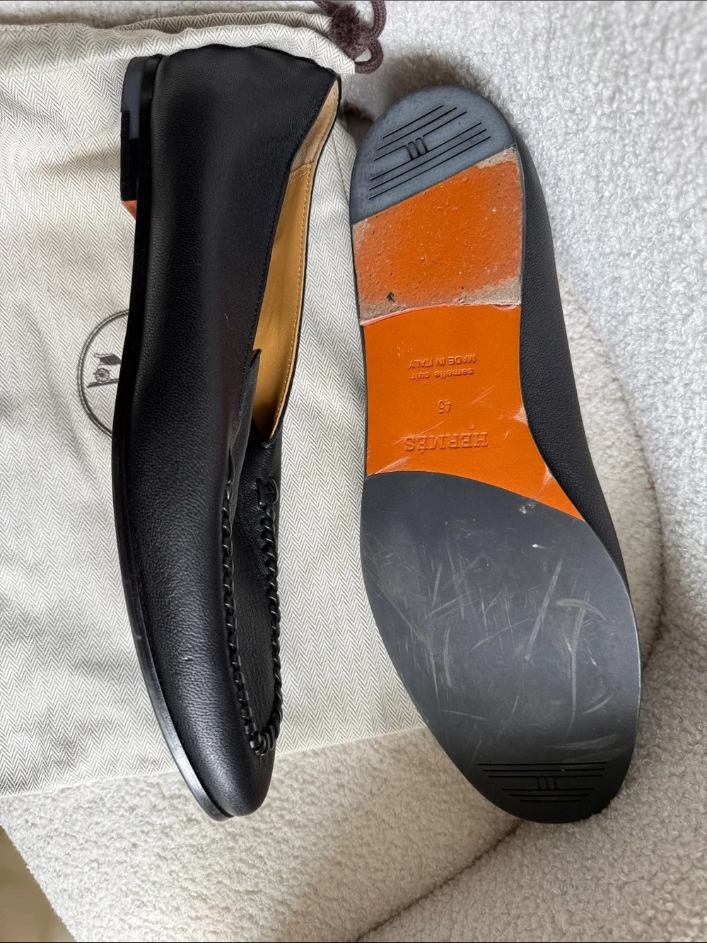 Hermes Ivo Leather Braided Apron Slip-On Loafers